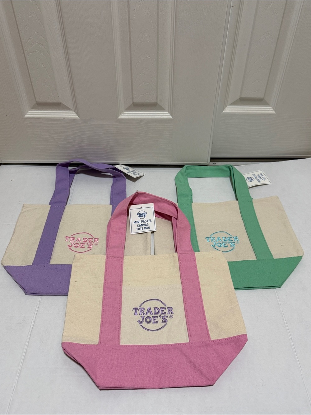 💗NWT Bundle of 3 Trader Joe's Mini Canvas Tote Bags